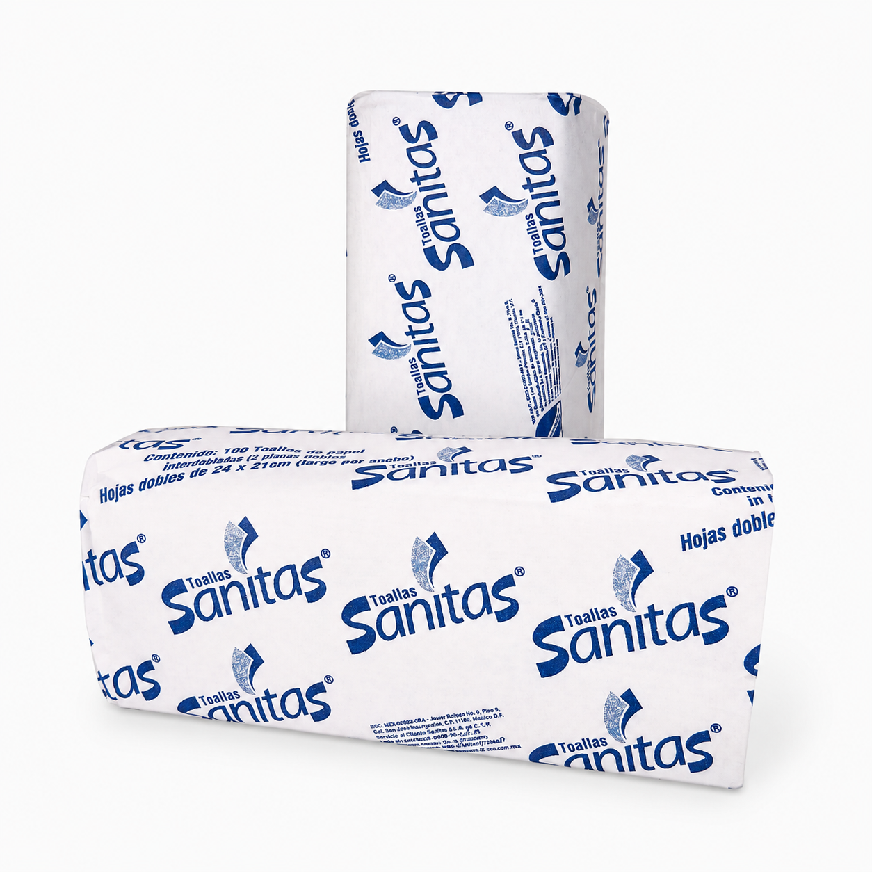Toallas Interdobladas Sanitas — Paq con 100 piezas