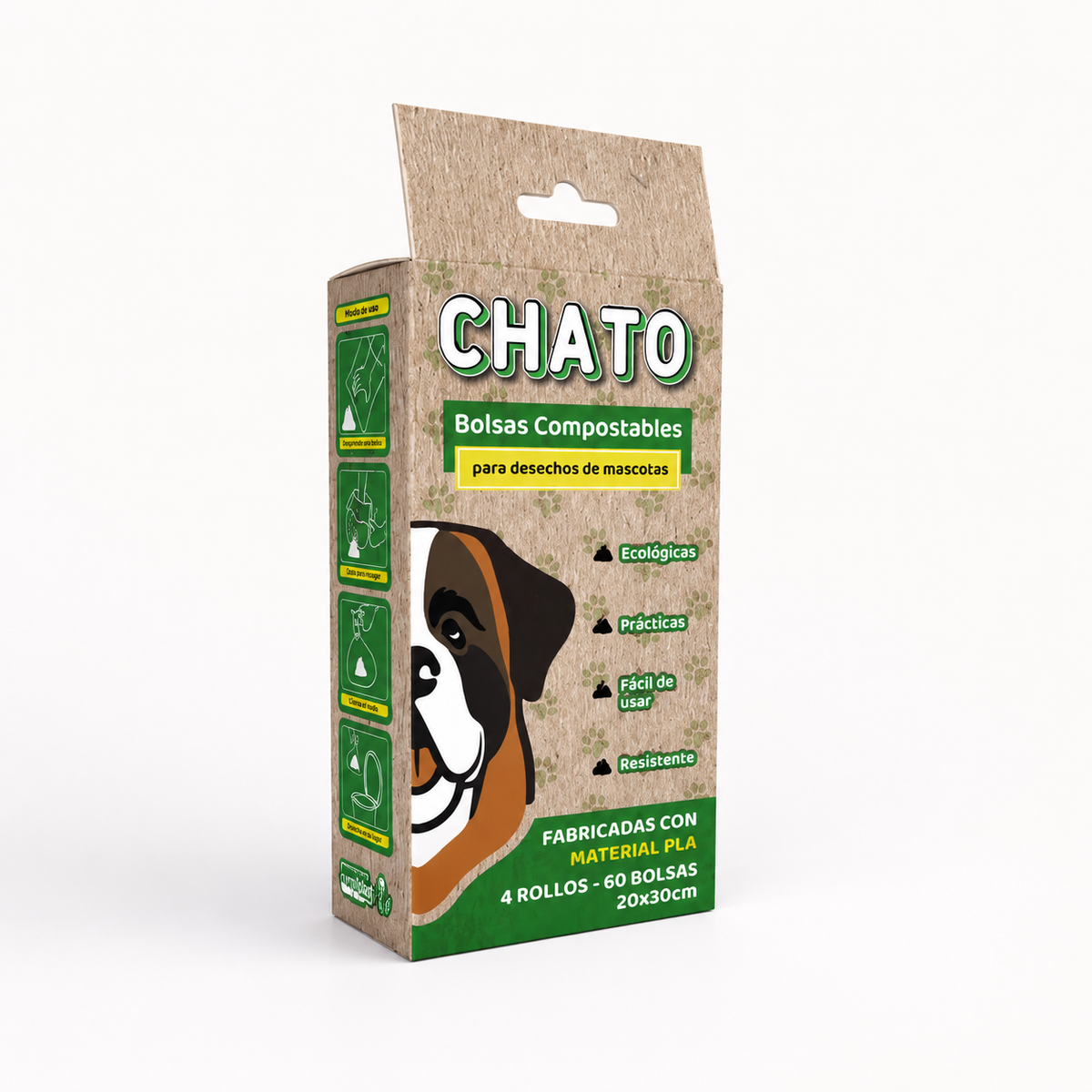 Bolsas Compostables para Desechos de Mascotas CHATO — 60 Bolsas