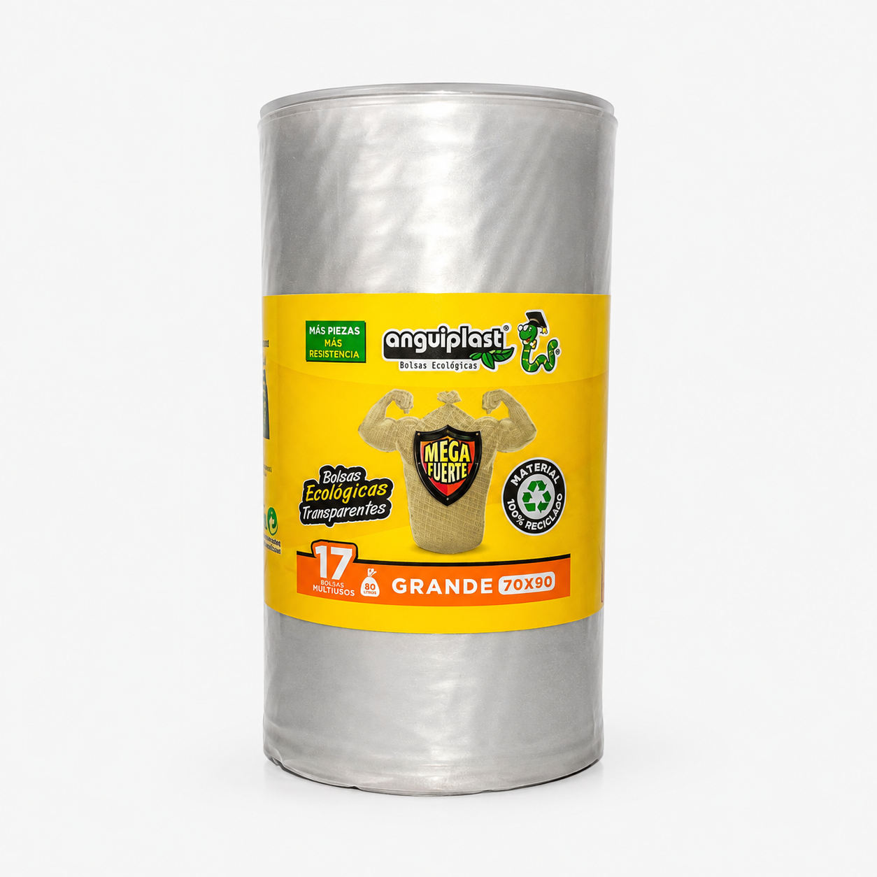 Bolsa para Basura Transparente Mega Fuerte Grande 70 × 90 cm | 17 Piezas
