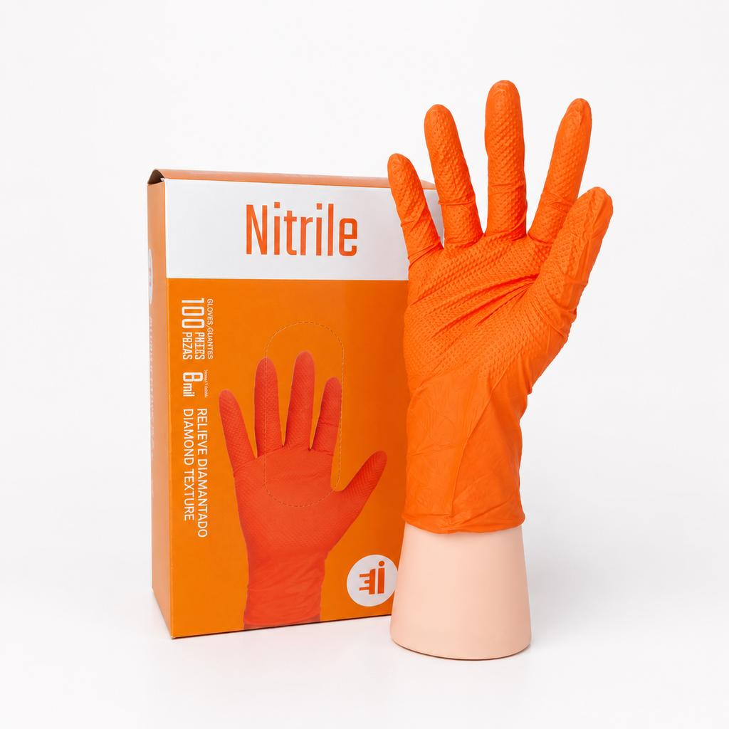Guante de Nitrilo Naranja 8 g