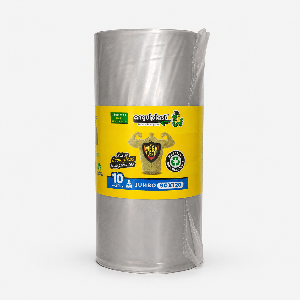 Bolsa para Basura Transparente Mega Fuerte Jumbo 90 × 120 cm | 10 Piezas
