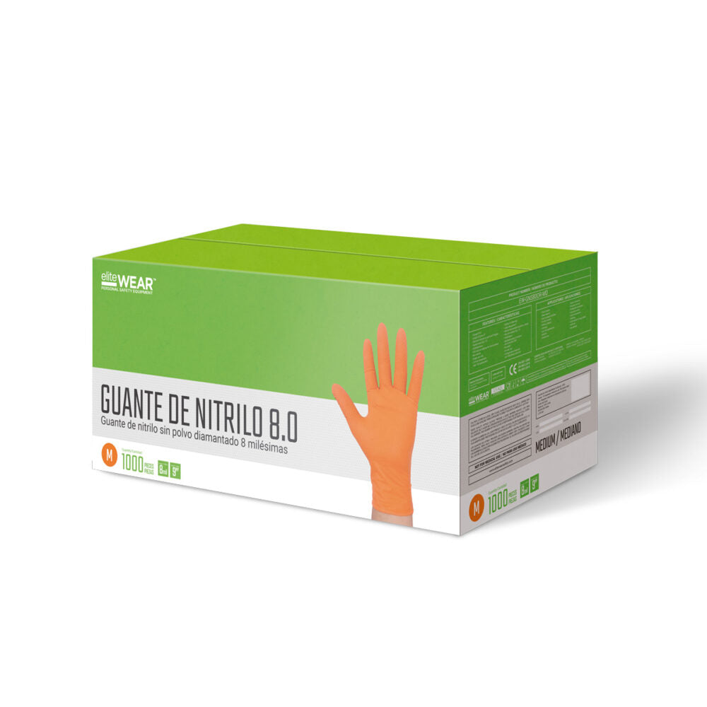 Guante de Nitrilo Naranja 8 g