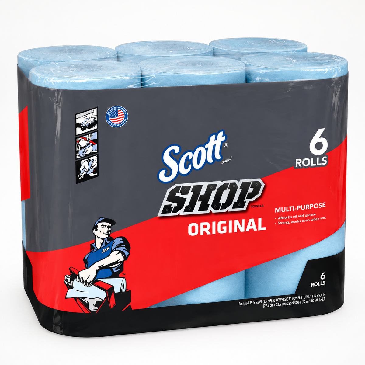 Toallas Multiusos Scott Shop Towels Original Azules – Paquete con 6 Rollos